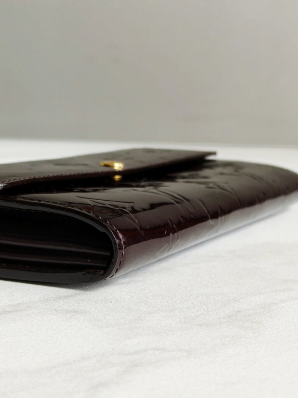 Louis Vuitton Vernis Sarah Wallet Amarante Patent Leather Long Wallet Burgundy - Picture 11 of 15